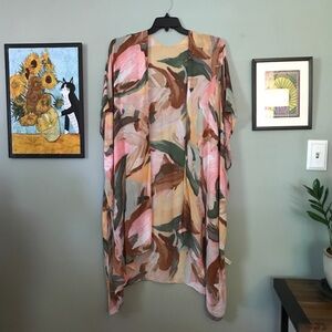 Ruggine Watercolor Brush Stroke Print Lightweight Kimono Robe